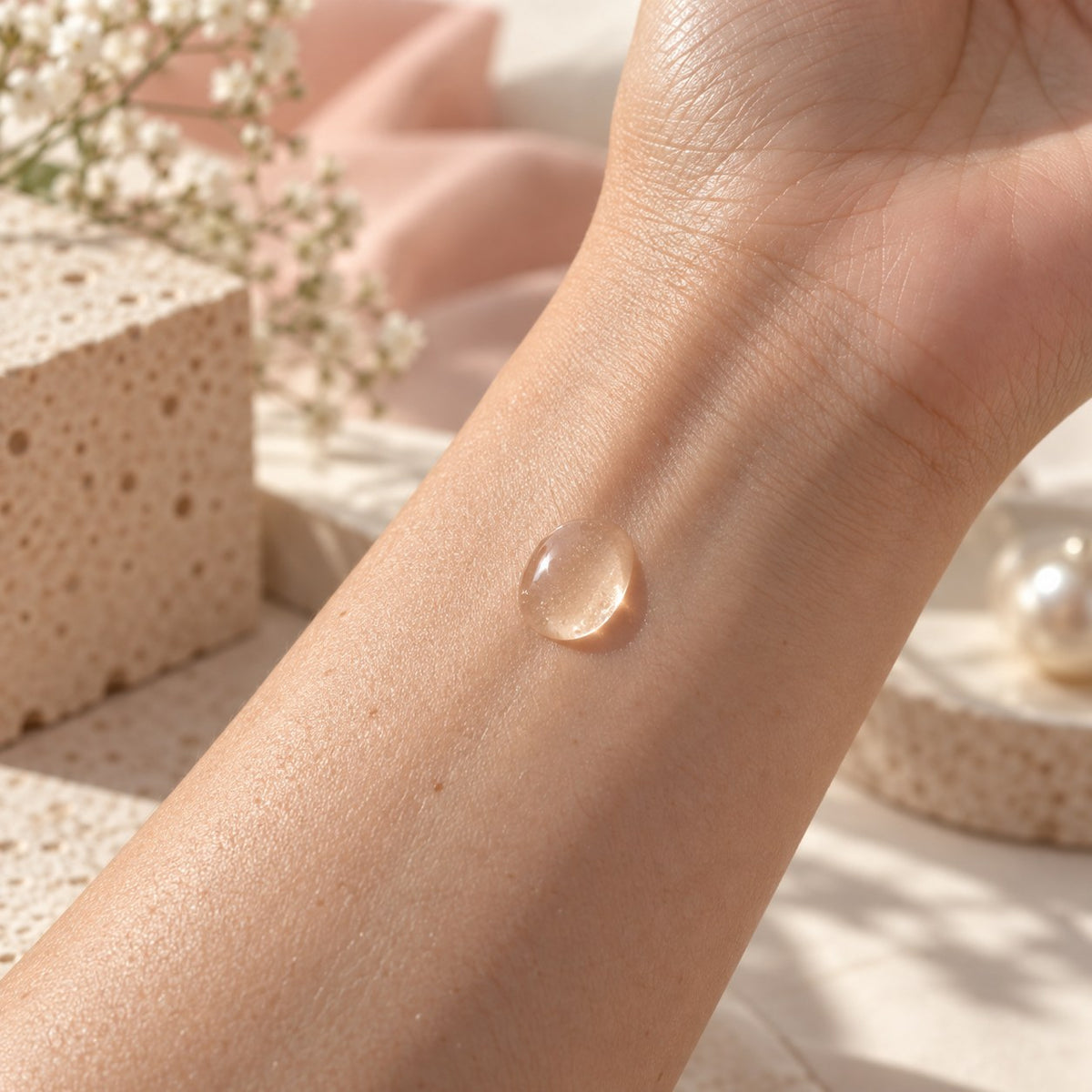 Gota de sérum sobre a pele